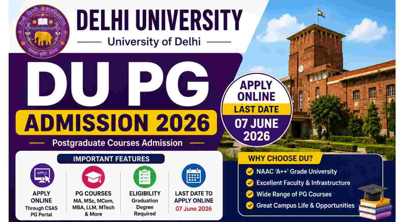 Delhi University DU PG Admission Admission 2026-27, Application Start